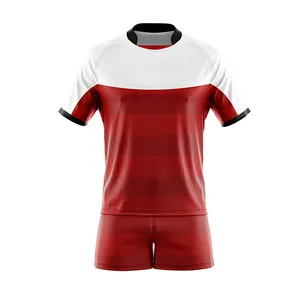 Secado rápido sublimación impresión rugby Liga Jersey uniforme de alta calidad para Hombre Camisetas de rugby de manga corta con servicio OEM