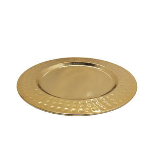 Nouvelle assiette de présentation ronde en métal doré martelé pour la décoration de table de mariage, dîner, fête, vaisselle et assiettes - Product Image 2
