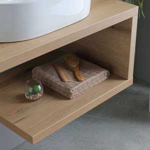 80cm Natural Oak Wall-Hung <b>Bathroom</b> Cabinet with Kos <b>Vanity</b> Sink <b>Bathroom</b> Sets - Product Image 3