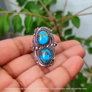 Anillos de Turquesa de Arizona Chapados en Plata de Ley 925 al por Mayor, Joyería Hecha a Mano, Última Moda en Turquesa Natural - Product Image 3