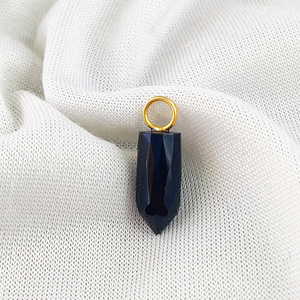 จี้พลอยทัวร์มาลีนหนามเล็กธรรมชาติสีดำ925หินนำโชคสีเงินสีทองขนาด6x14มม. หินทรงดินสอของบุคคลที่สาม - Product Image 3