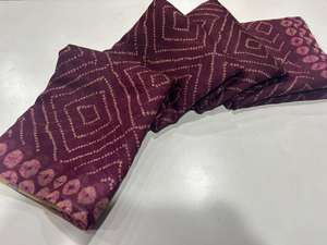 Saree numérique en lin imprimé Kalamkari avec pompons fantaisie Bandhani Pallu et chemisier assorti pour les styles ethniques et de fête - Product Image 6