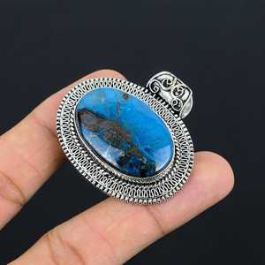 Pendentif en chrysocolle bleue, ovale, en alliage de cuivre, bijoux faits à la main, design unique et élégant, certifié IGI, cadeau élégant pour femmes - Product Image 6