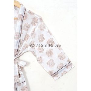 ชุดแมกซี่เดรสยาวแขนยาวพิมพ์ลายดอกไม้ชุดคลุมอาบน้ำสไตล์กิโมโนสำหรับฤดูร้อนโลโก้ด้านหน้านุ่มสบายชุดนอนขายส่ง - Product Image 4