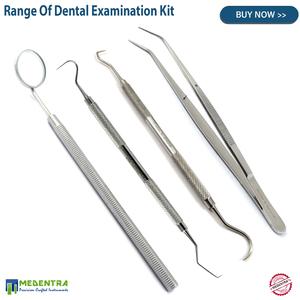 Pinzas de espejo de boca Dental de Grado Profesional, exploradores dentales, Kit de instrumentos de examen Dental de acero inoxidable, 4 Uds. - Product Image 1