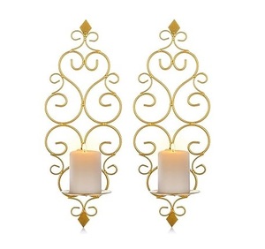 Handmade Iron Wall Sconces Metal Leaf Design With <b>T</b>-<b>Light</b> Votive Holder for Garden Weddings and Christmas Decor. - Product Image 4