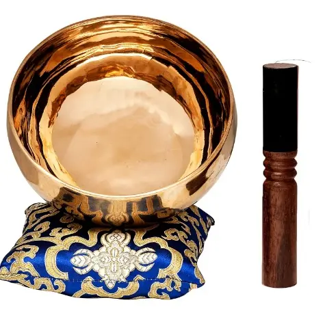 Large Tibetan Singing Bowl Set by Ohm Store Deep Tone Pure Bronze Meditation Sound Bowl Hand Hammered in Nepal