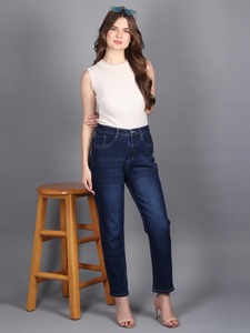 Jeans de maman à coupe décontractée à la demande à porter au quotidien, parfaits pour le bureau et les sorties, disponibles à un prix abordable - Product Image 4