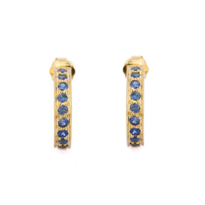 ต่างหูห่วงพลอยแซฟไฟร์สีน้ำเงิน14K,ต่างหูตัวดีสีเหลืองทองต่างหูห่วงตัว C เครื่องประดับสำหรับผู้หญิง - Product Image 1