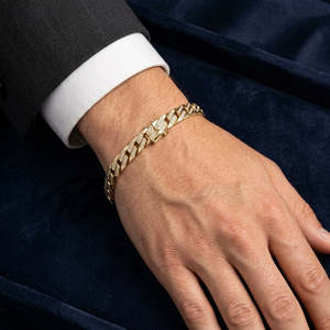 Pulsera de eslabones geométricos Sovereign Pave CZ de plata de ley con microengaste, joyería urbana de lujo para hombre - Product Image 4