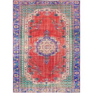 Tapis en laine vintage noué à la main Pae-2870 pour la maison, tapis de salon abstrait tressé fait main avec motif médaillon, neuf - Product Image 1