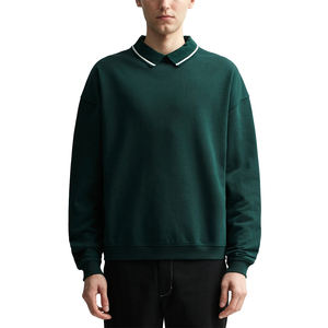 Wholesale Autumn Winter Solid Color Long Sleeve Sweatshirt Heavyweight 100% Cotton Crewneck Custom Logo <b>Hoodie</b> for <b>Men</b> - Product Image 3