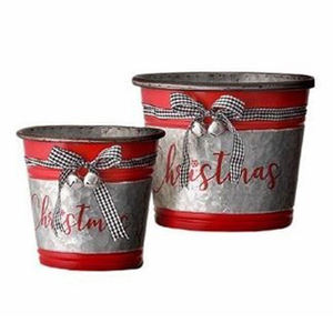 Cilindro de cubo de metal redondo decorativo de Navidad galvanizado al por mayor para árbol de Navidad - Product Image 4