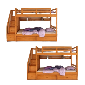 Lit double Lit superposé en bois avec nombreux tiroirs et escaliers Lit superposé design Costumiz d'Indonésie - Product Image 4