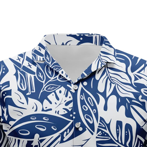 Chemises décontractées d'été pour hommes Chemises en popeline imprimée corail de minuit feuille hawaïenne personnalisable 100% coton Vente en gros Chemises pour hommes - Product Image 5