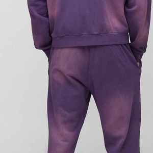 Survêtement délavé à l'acide avec logo personnalisé pour la saison hivernale Matériau souple lisse teint en couleur unie Matériau d'emballage personnalisé Survêtement pour hommes - Product Image 5