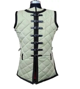 เสื้อโค้ทผ้าฝ้ายบุนวมหนาแจ็กเก็ตยุคกลาง Gambeson akteon เสื้อแขนกุดลายทางประวัติศาสตร์ชุดอัศวินชุดเทศกาล - Product Image 1