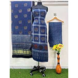 ผ้าไหมโมดอลสำหรับตัดชุดผู้หญิง ย้อมสีธรรมชาติ พิมพ์ลายด้วยมือแบบบล็อก ลายดอกไม้แบบอัจรัก ทรงเอไลน์ สำหรับชุดออกงาน ระบายอากาศได้ดี ซักได้ เป็นมิตรกับสิ่งแวดล้อม - Product Image 1