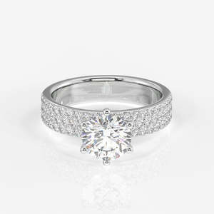 Round Cut Moissanite Diamond <b>Set</b> in 9k <b>Gold</b> Pave Style <b>Ring</b> - Product Image 5