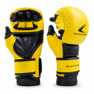 ถุงมือ MMA หนังแบบครึ่งนิ้ว ปิดด้วยเวลโคร สีเขียวดำ สำหรับฝึกศิลปะการต่อสู้ - Product Image 5