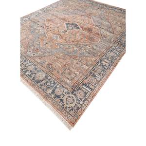 Alfombra de Lana Anudada a Mano Someplace in Time, Diseño de Medallón Rojo y Naranja, Estilo Afgano EA-1519 para Uso Doméstico - Product Image 2