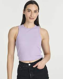 Women's Ribbed Sleeveless Cropped <b>Racerback</b> Tank Top Casual Crop Top - Product Image 2