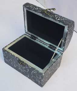 Boîte de rangement de bijoux pour accessoires. Boîte à bijoux en bois pour bibelots-Argent-Boîte de vanité de bijoux artisanaux décoratifs pour la maison - Product Image 1