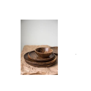 Ensemble de dîner en bois ensemble de plateau de service bol à tremper rond et gros copeaux et produit de Offre Spéciale de taille personnalisée artisanat naturel - Product Image 1