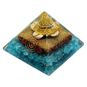 พีระมิดพลังงานออร์กอนทำด้วยมือด้วยคริสตัลบำบัด shree Yantra สีทองและคอยล์ทองแดงจักระปรับสมดุลและพลังงานบวก - Product Image 3