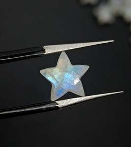 Loose White Moonstone Carved Star, Fancy Gemstone <b>Beads</b> for Pendant, 6 Point Star <b>Blue</b> Diy Jewelry Accessories Rainbow Moonstone - Product Image 1