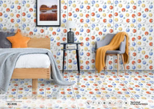 กระเบื้องพอร์ซเลนเคลือบเงาแบบนามธรรม ขนาด 60x60 ซม. ผิวมันวาว 3 มิติ R26 สำหรับตกแต่งภายใน - Product Image 3