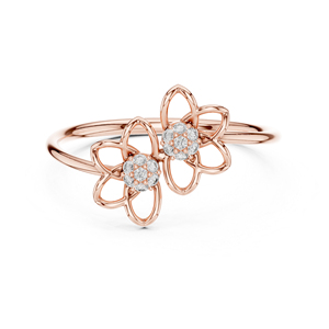 แหวนเพชรทรงกลมสีโรสโกลด์ 14K สำหรับผู้หญิง |   ของขวัญวันครบรอบ |   เพชรที่เพาะเลี้ยงใหม่ - Product Image 1