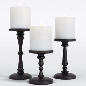 Set of Three Home <b>Lighting</b> Decorations Metal <b>Pillar</b> Candle Holder Matt Black Color Christmas Festival Decoration - Product Image 1