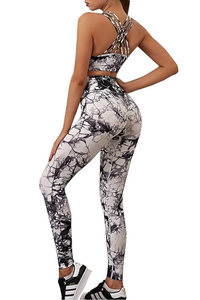 Women's <b>Tie</b> <b>Dye</b> Workout <b>Sets</b> 2 Pieces Seamless High Waist Yoga Leggings with Sports Bra Gym Outfit Clothes - Product Image 2