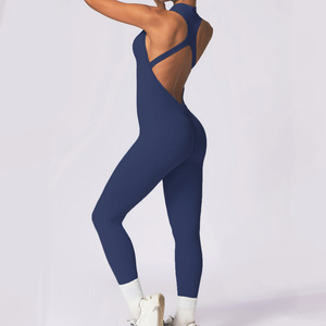 European American Style Sports Fitness <b>Yoga</b> Wear <b>Sets</b> Seamless Jumpsuit with Hollow-Out Back and Butt-Lifting Training Features - Product Image 6