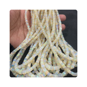 ลูกปัดควอตซ์ heishi โอปอลโอปอลจากเอธิโอเปียธรรมชาติรูปทรงยางเรียบขนาด4ตัน7มม. 17นิ้วจัดจำหน่ายโดยผู้ขายชาวอินเดีย - Product Image 1