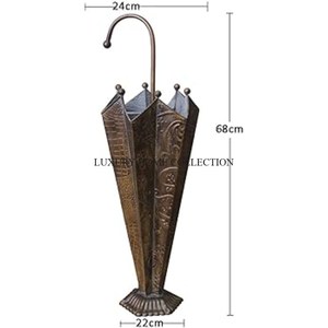 Classic antique metal & wooden <b>umbrella</b> <b>stand</b> with a charming distressed finished ideal for rustic or shabby chic home interiors - Product Image 2