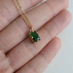 Collar de Cadena con Dije de Filigrana Vintage Chapado en Oro de 14k y Plata de Ley 925 con Joya Verde Esmeralda, Regalo Bridgerton para Ella - Product Image 3