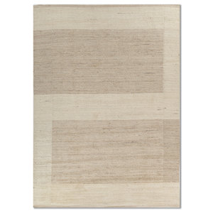 Alfombra de Lana a Rayas Estilo Boho Tesoro Ivory, Tejida a Mano, Rectangular, de Poliéster, para Decoración de Pasillos y Salas de Estar, Felpuda, para Dormitorios -Hwl-425 - Product Image 1