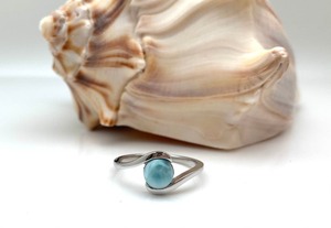 Women's 925 Sterling Silver Rhodium Plated <b>Boho</b> Style Larimar Gemstone Engagement Wedding <b>Ring</b> for Party Handmade Trendy Gift - Product Image 3
