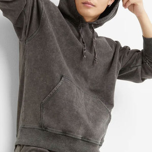 Sudadera con capucha lavada con ácido MOQ bajo precio al por mayor Sudadera con capucha lavada con ácido desgastada vintage de algodón de rizo francés para hombres - Product Image 5
