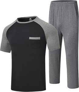 ชุดกีฬาลำลองสำหรับผู้ชาย เสื้อยืดและกางเกงขาสั้นฤดูร้อน ชุดวอร์ม 2 ชิ้น พร้อมดีไซน์เอวยางยืด ออกแบบของคุณเองได้ - Product Image 1