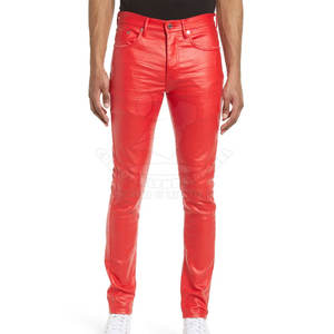 Pantalones de Cuero de Secado Rápido, Transpirables, con Botones, Estilo Casual, Color Rojo Liso, Colores Personalizados, Fabricante de Pakistán - Product Image 3