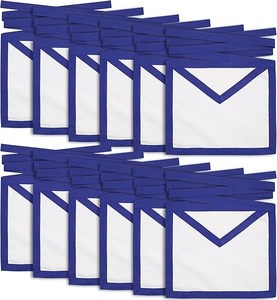 Juego de 12 Delantales Masónicos de Aprendiz de Primera Calidad, con Cinta Azul Oficial, Hechos a Mano y Tradicionales, de 14 x 16 Pulgadas - Product Image 1