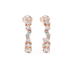 Boucles d'oreilles clous pour femme, pour anniversaire, diamants de laboratoire taille poire 1,06 carat, certifiés IGI, plaqué or rose 14K, luxe, élégantes, pour mariée, haute joaillerie - Product Image 1