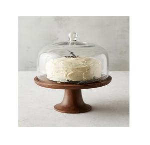 Plato para servir de madera maciza de alta calidad con cúpula de cristal para aperitivos gourmet, tartas y dulces - Product Image 4