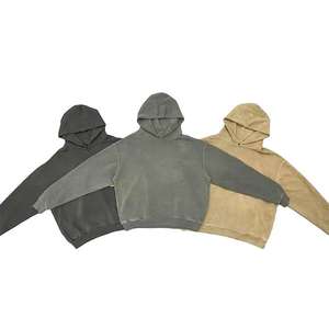 Sweat à capuche personnalisé pour hommes, sweat à capuche uni surdimensionné, sweats à capuche vierges, pull en coton, sweat à capuche vintage lavé à la pierre - Product Image 1