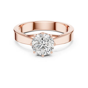 แหวนเพชรทรงกลมสีโรสโกลด์ 14K สำหรับผู้หญิง | แหวนสำหรับใส่ทำงาน |   เพชรที่เพาะเลี้ยงใหม่ - Product Image 1