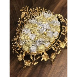 Accrocheur Look Fleurs Designer Haute Qualité Plaqué Or Premium Qualité Métal Fait Chocolat Assiette De Service À Prix Impressionnant - Product Image 6