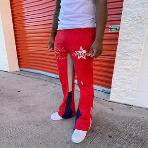 High Quality French Terry Y2k Cargo Pants <b>Men</b> Sweatpants Stacked Flared Joggers Custom logo Puff Printing <b>Trousers</b> <b>Men</b> - Product Image 3